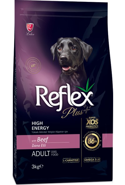Reflex Plus Yüksek Aktiviteli Yetişkin Köpekler İçin Dana Etli Köpek Maması 3 Kg