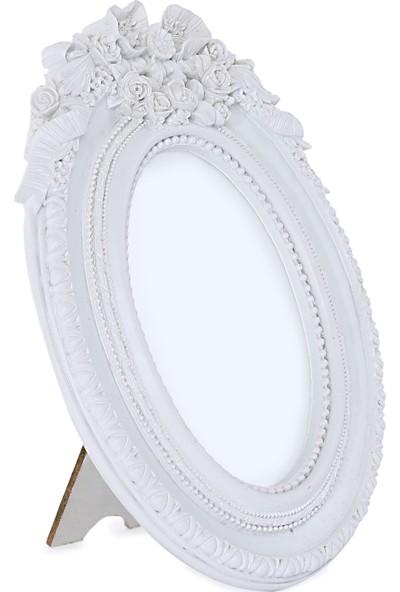 Maison White Decor Taçlı gül temalı oval çerçeve 10 cm x 15 cm