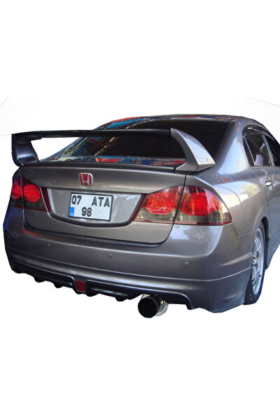 Honda Civic FD6 2006 - 2011 Mugen RR Tek Çıkış Arka Tampon Eki - Difüzör (Plastik)