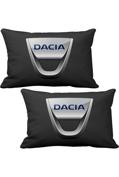 Asr Dacia 2 li Lüks Araç Boyun Yastığı Siyah ve Ahşap Logo Anahtarlık