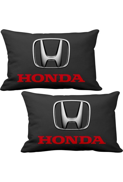 Asr Honda 2 li Lüks Araç Boyun Yastığı Siyah ve Ahşap Logo Anahtarlık