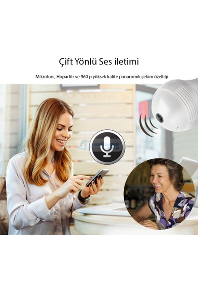 Hsintek Ampul Wifi Kamera Hem Lamba Hem Kamera 960 Full Hd Balık Gözü Panoromik Görüntü