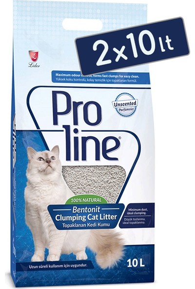 Pro Line Parfümsüz Topaklanan Kedi Kumu 10 Lt (2 Adet)