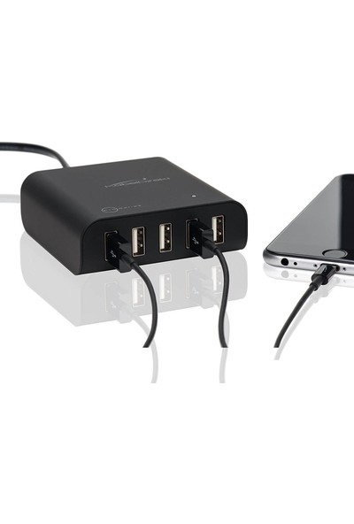 KabelDirekt PRO Serisi 5 Portlu USB 2.0 Akıllı Hızlı Şarj Aleti 8A 40W