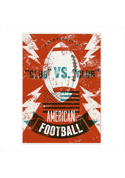 Ahşap Tablo American Football Afiş