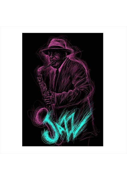 Ahşap Tablo Jazz Müzisyen Afiş