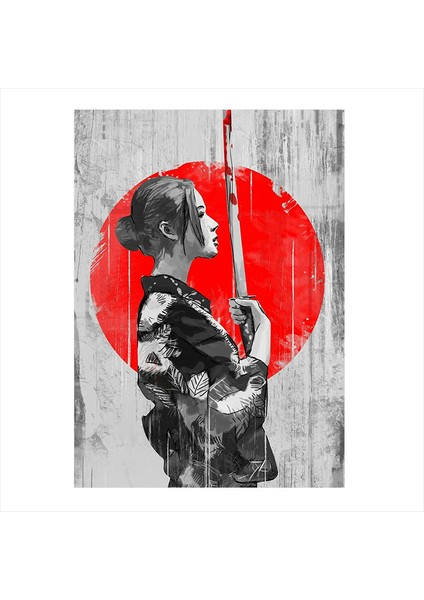 Ahşap Tablo Samurai Girl Samuray Kız