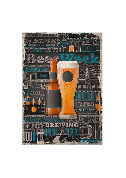 Ahşap Tablo Retro Bira posteri