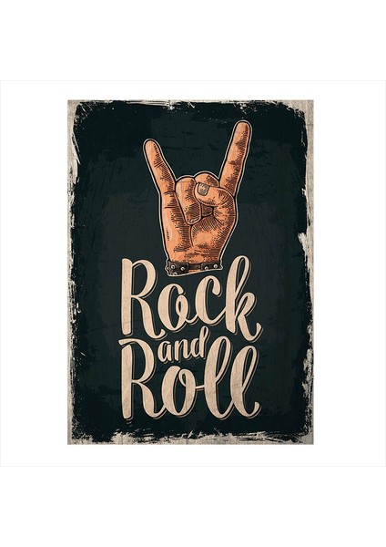 Ahşap Tablo Retro Rock and Roll