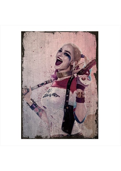 Ahşap Tablo Retro Harley Quinn