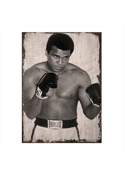 Ahşap Tablo Boksör Muhammed Ali Clay