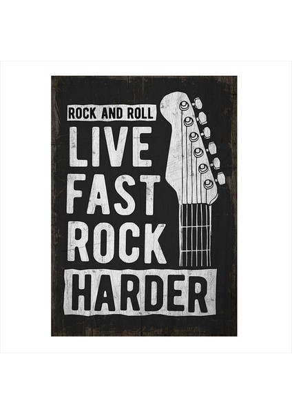 Ahşap Tablo Rock And Roll Life