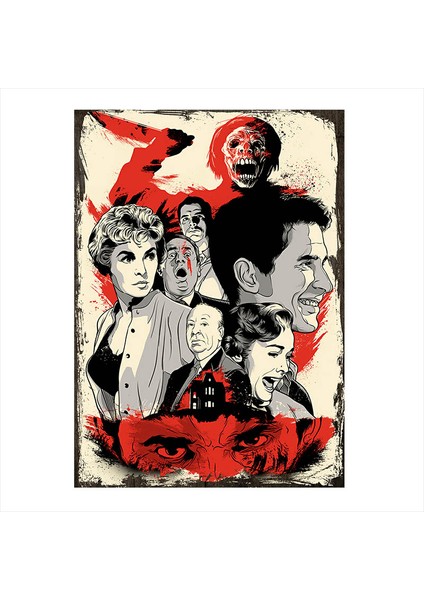 Ahşap Tablo Alfred Hitchcock Psycho Afiş