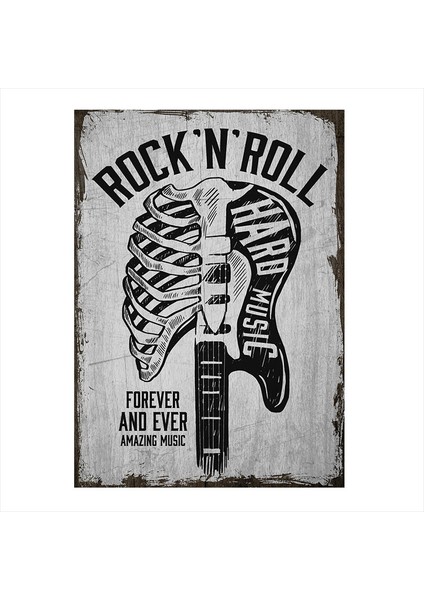 Ahşap Tablo Rock And Roll Gitar