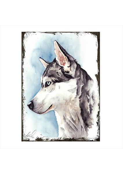 Ahşap Tablo Sibirya Kurdu Husky
