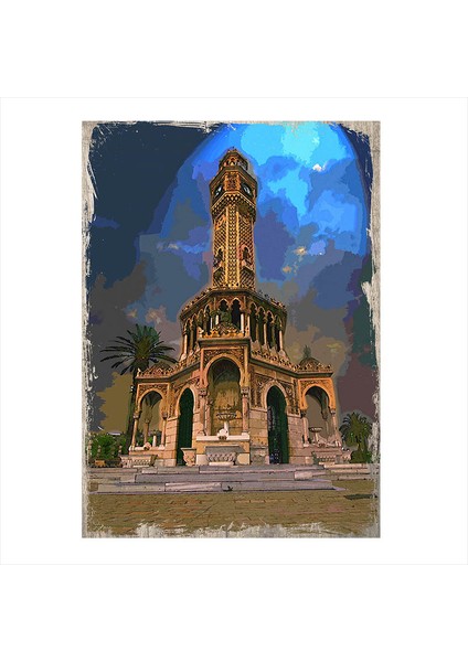 Ahşap Tablo İzmir Konak Saat Kulesi