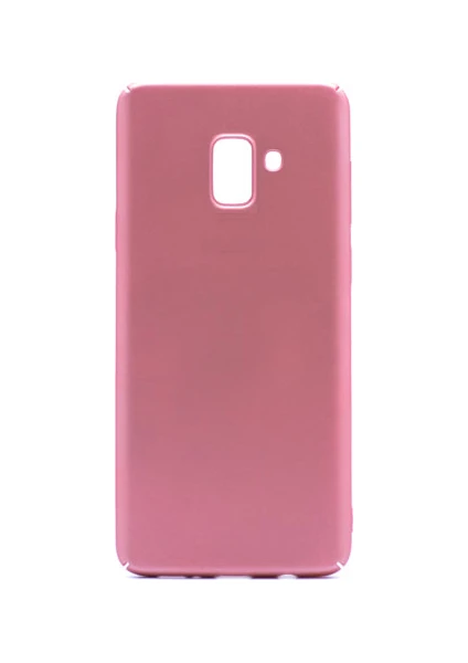 Case 4U Samsung Galaxy A8 Plus 2018 Kılıf Düz Sert Arka Kapak Rubber Rose Gold