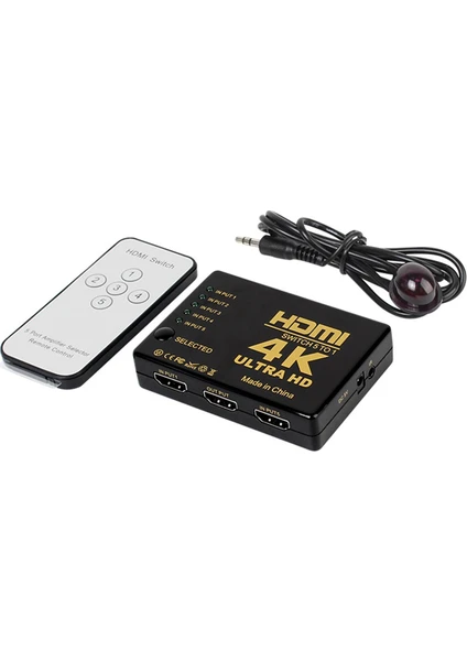 Kablosuz Kumandalı 5 Port HDMI Switch 4K 2160p Full HD 1080p IFSWT501