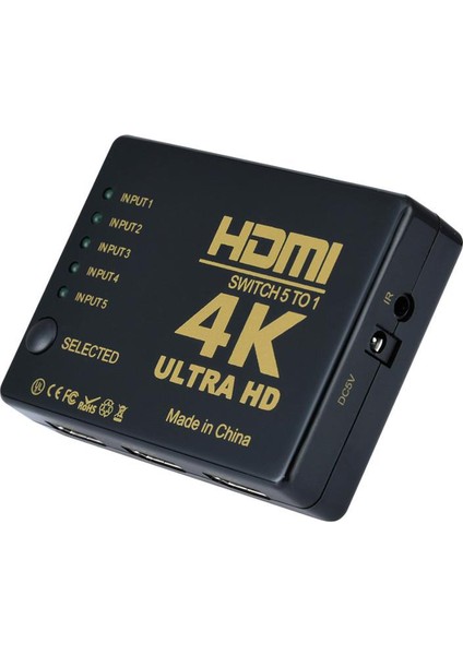 Kablosuz Kumandalı 5 Port HDMI Switch 4K 2160p Full HD 1080p IFSWT501