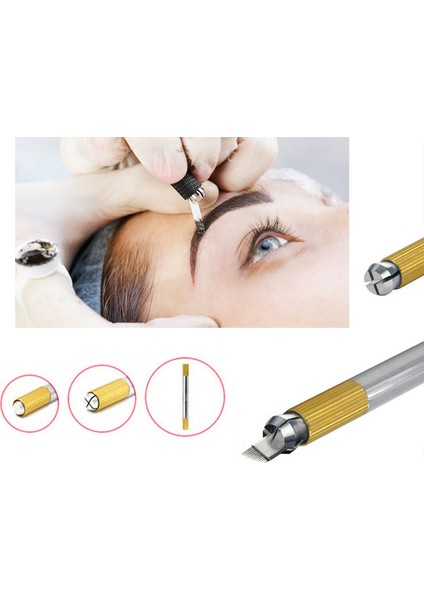 Microblading Kalemi Gümüş-Sarı Çift Başlı