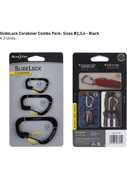 Carabiner SlideLock 3lü Paket-Siyah Karabiner modelleri