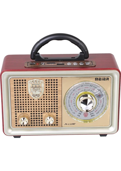 Meirer M 110Bt Bluetoothlu Usb Sd Dvs Nostaljik Radyo Fm Am Sw