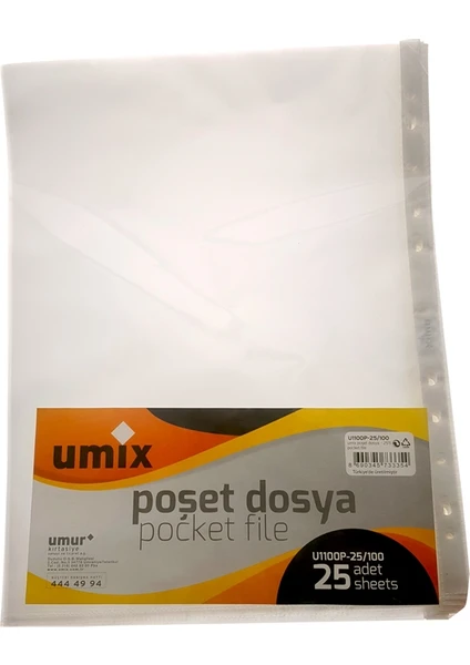 Poşet Dosya Şeffaf 25'li N:U1100P-25/100