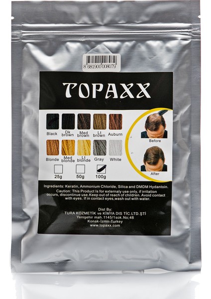 100 Gr Dolgunlaştırıcı Koyu Kahve/Dark Brown Saç Fiber Topik Tozu