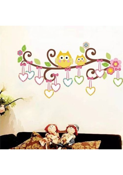 Çocuk Odası Renkli Baykuş Ağacı Resim Albüm Görsel Hediyelik Duvar Sticker Pvc
