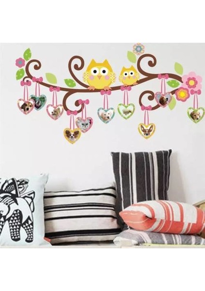 Çocuk Odası Renkli Baykuş Ağacı Resim Albüm Görsel Hediyelik Duvar Sticker Pvc