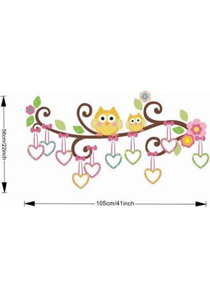 Çocuk Odası Renkli Baykuş Ağacı Resim Albüm Görsel Hediyelik Duvar Sticker Pvc