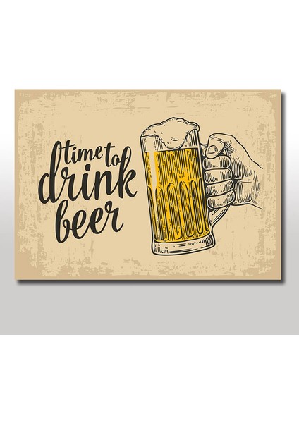 Ahşap Tablo Bira İçme Zamanı