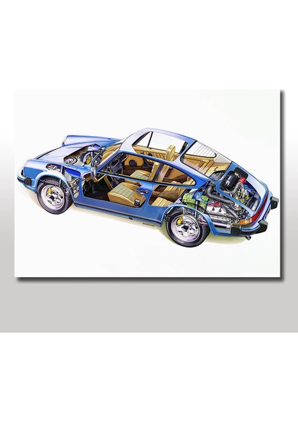 Ahşap Tablo Porsche 911 İç Kesit Tablo