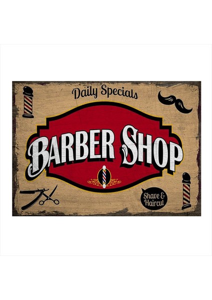 Tablomega Ahşap Tablo Berber Dükkanı