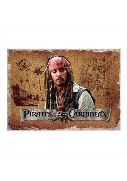 Ahşap Tablo Karayip Korsanları Jack Sparrow