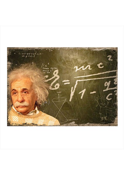 Ahşap Tablo Albert Einstein E=mc2