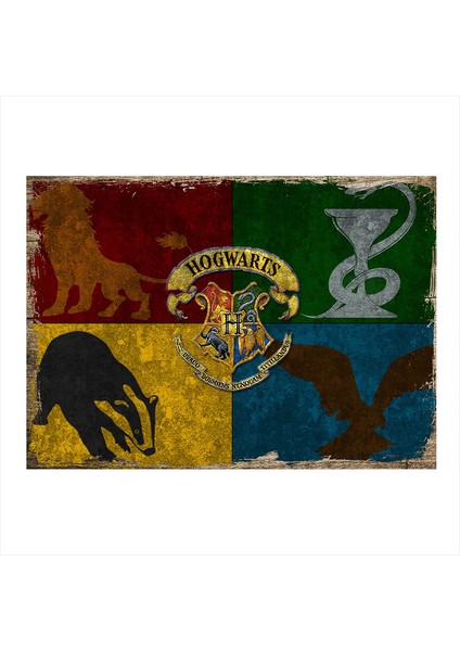 Ahşap Tablo Harry Potter Hogwarts Binaları