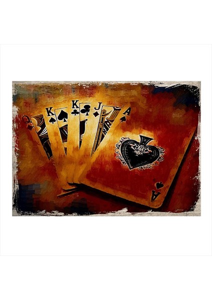 Ahşap Tablo Poker Kağıtları