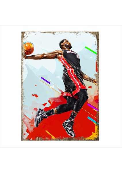 Ahşap Tablo Basketteki LeBron James