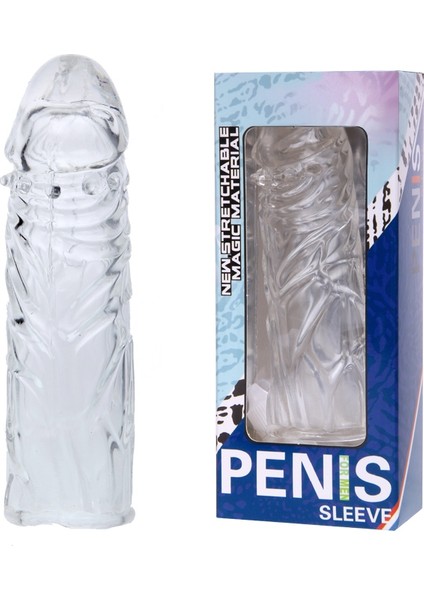 Pretty Love Sleeve Damarlı Uzatmalı Şeffaf Silikon Penis Kılıfı Kristal Dildo