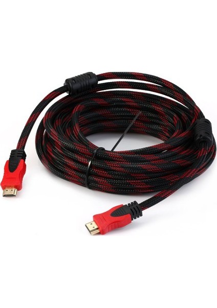 Whitecom 5 Metre Hasır Sargılı Altın Uçlu Hdmi Görüntü Kablosu 3D 14V