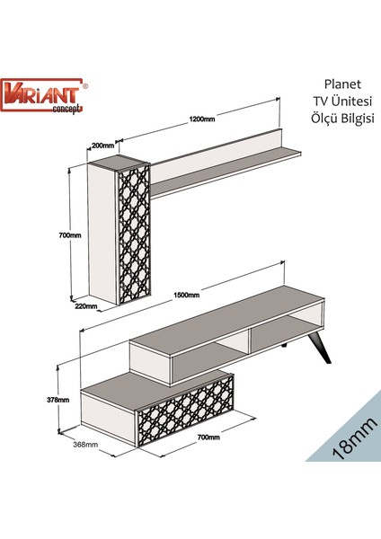 Variant Planet Tv Ünitesi Ve Orta Sehpa Takımı - Ceviz / Beyaz