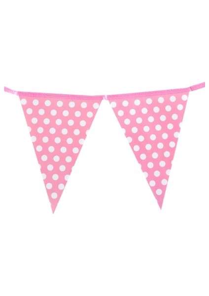 Party Bayrak Banner Balonlu Pembe Puantiyeli