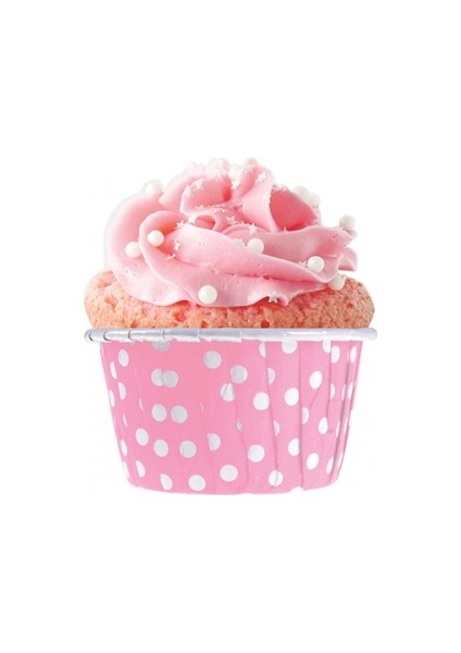 Kağıt Muffin Kek Kapsülü Shrinkli Pembe 50 Adetli