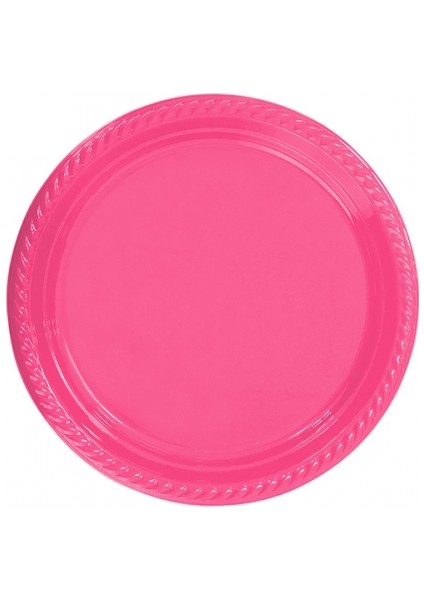 Plastik Yuvarlak Tabak 26 cm Şeker Pembe 8 Adetli