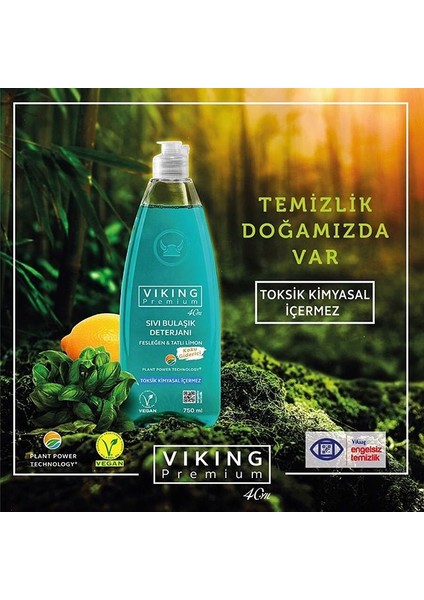 Premium Sıvı Bulaşık Deterjanı Fesleğen&Tatlı Limon 750ml