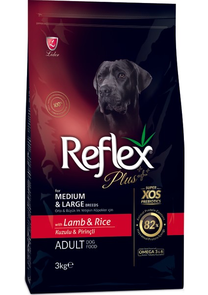 Plus Orta&Büyük Irk Kuzu&Pirinç Yetişkin Köpek Maması 3 Kg