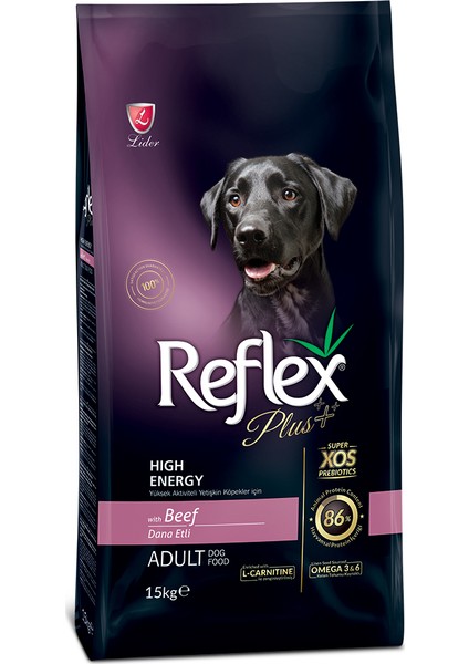 Plus Yüksek Aktiviteli Köpekler İçin Biftekli Köpek Maması 15 Kg
