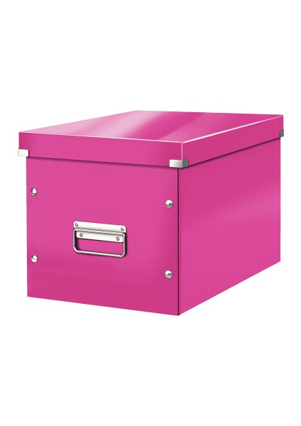 Click Store Küp Geniş Saklama Kutusu Metalik Pembe