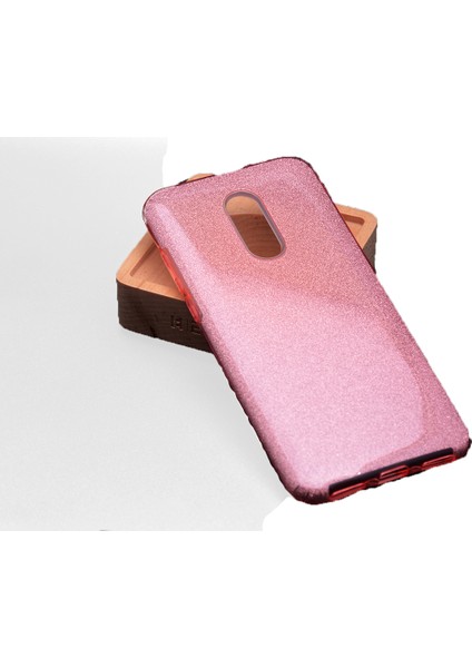 Case 4U Xiaomi Redmi Note 4X Kılıf Çift Katmanlı Simli Shining Sert Silikon Arka Kapak Rose Gold